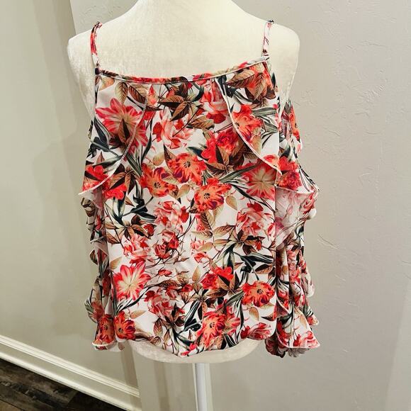 Gianni Bini Women’s Cold Shoulder Spaghetti Top Long Sleeves Floral M (A0129) - Picture 3 of 7